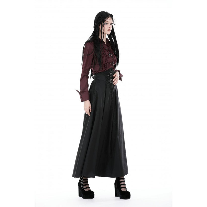 Dark in Love Women's Maxi Skirt Delora High-Waist UK 8-18 - Waistband Detail - QHA UK