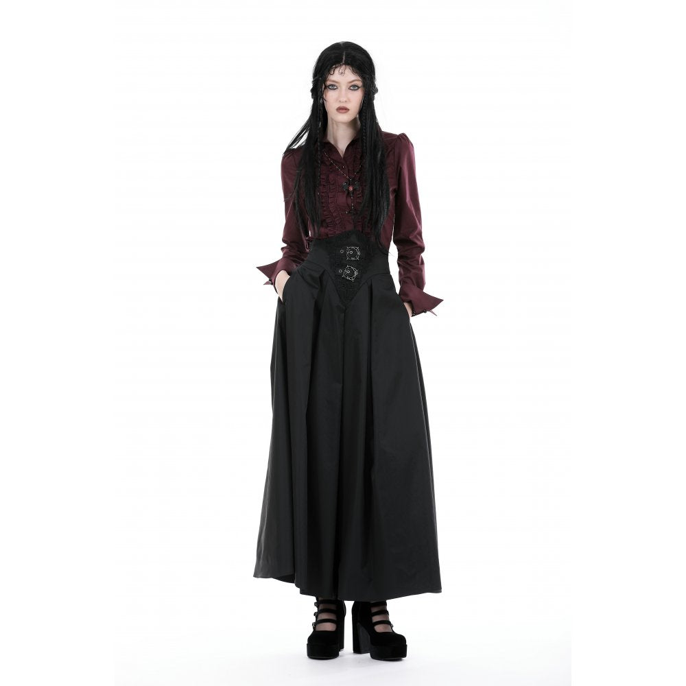 Dark in Love Women's Maxi Skirt Delora High-Waist UK 8-18 - Waistband Detail - QHA UK