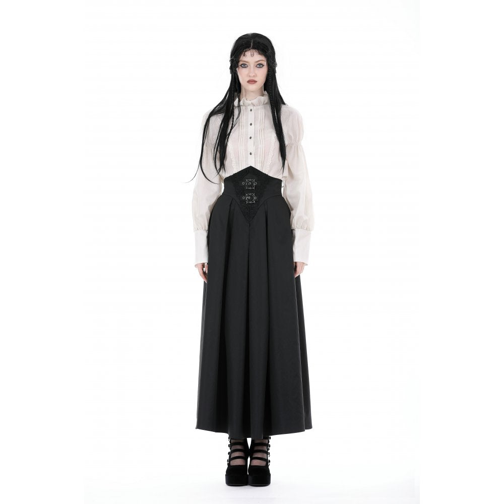 Dark in Love Women's Maxi Skirt Delora High-Waist UK 8-18 - Waistband Detail - QHA UK