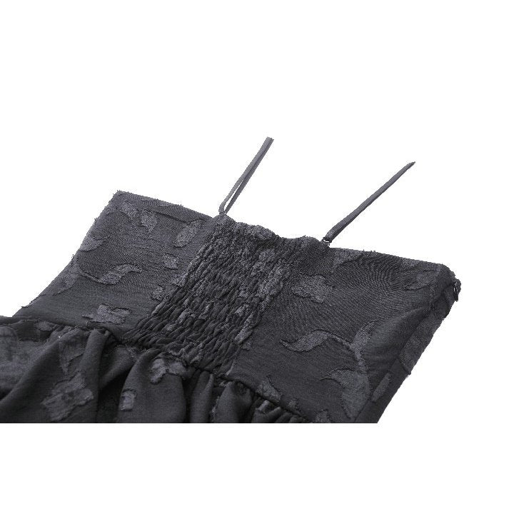 Dark in Love Gothic Dress Zemira 3D Floral Plunge Lace-Up Batwing Bust - QHA UK