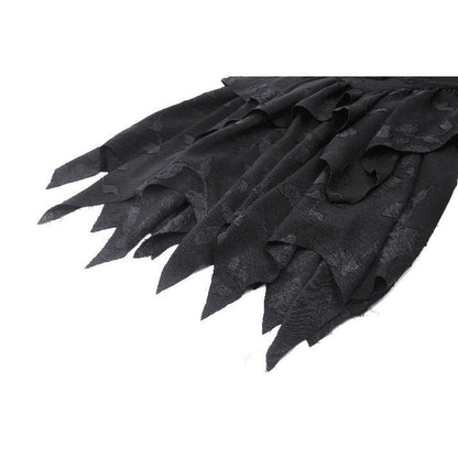 Dark in Love Gothic Dress Zemira 3D Floral Plunge Lace-Up Batwing Bust - QHA UK