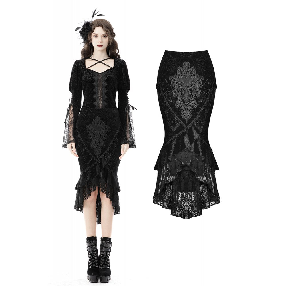 Dark in Love Skirt Zira Velvet Fishtail UK 8-18 - QHA UK