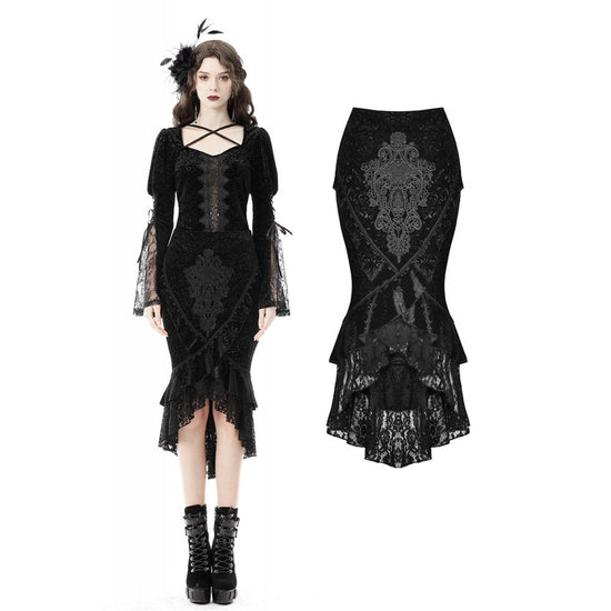 Dark in Love Skirt Zira Velvet Fishtail UK 8-18 - QHA UK