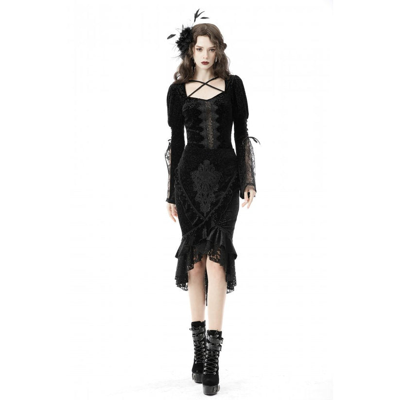 Dark in Love Skirt Zira Velvet Fishtail UK 8-18 - QHA UK