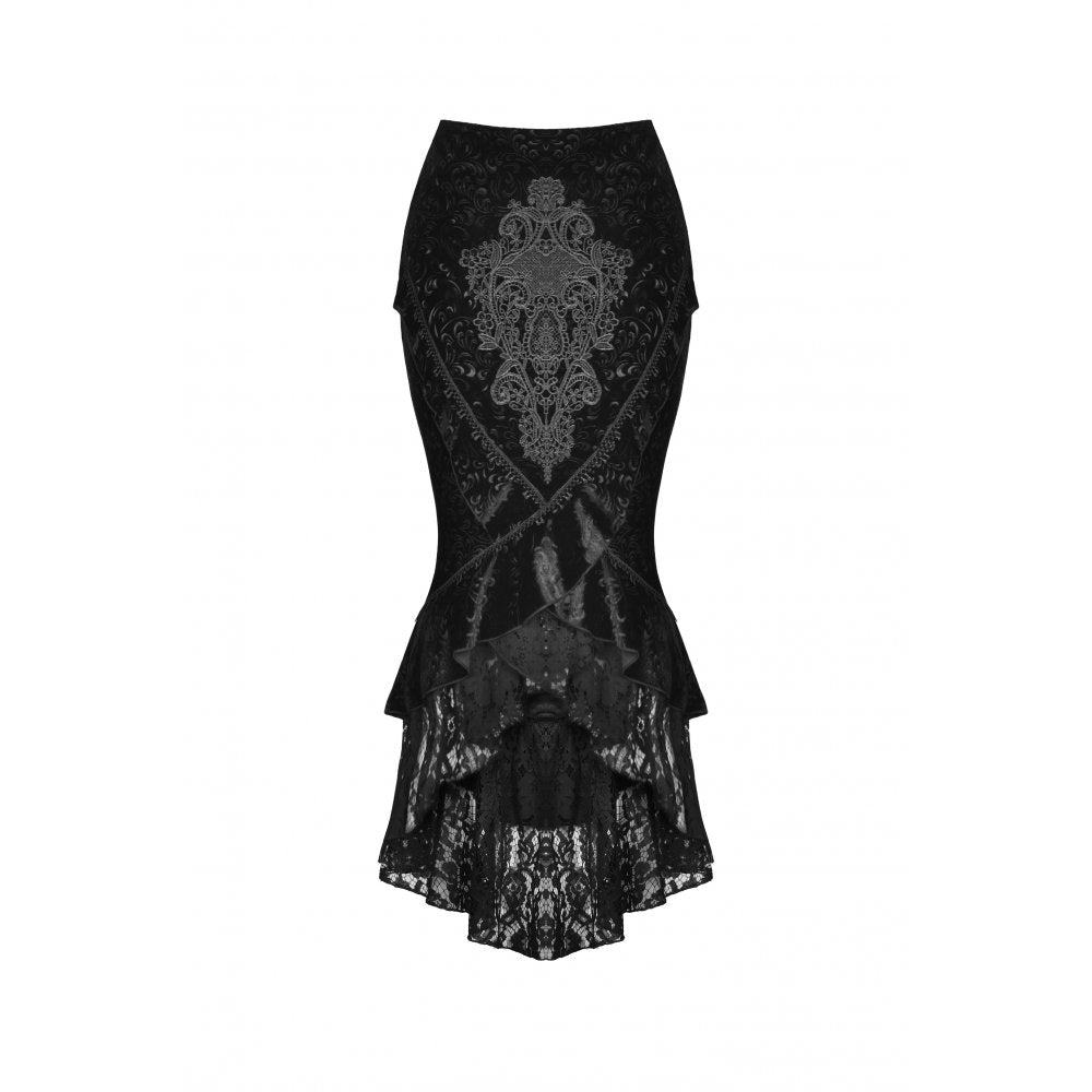 Dark in Love Skirt Zira Velvet Fishtail UK 8-18 - Back View - QHA UK