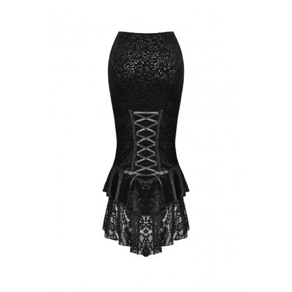Dark in Love Skirt Zira Velvet Fishtail UK 8-18 - Front View - QHA UK