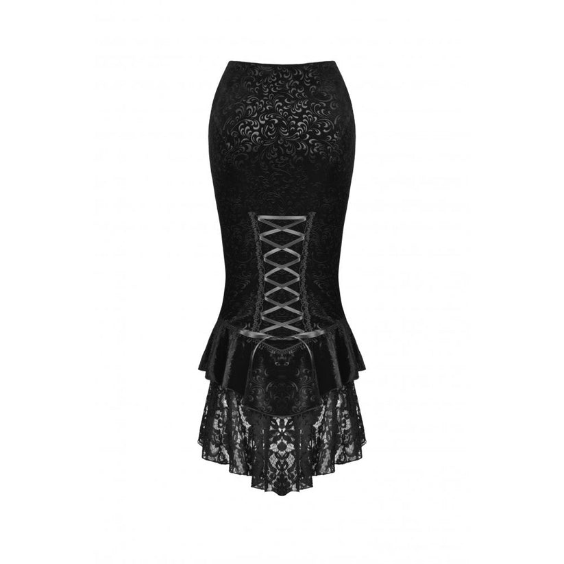 Dark in Love Skirt Zira Velvet Fishtail UK 8-18 - Front View - QHA UK