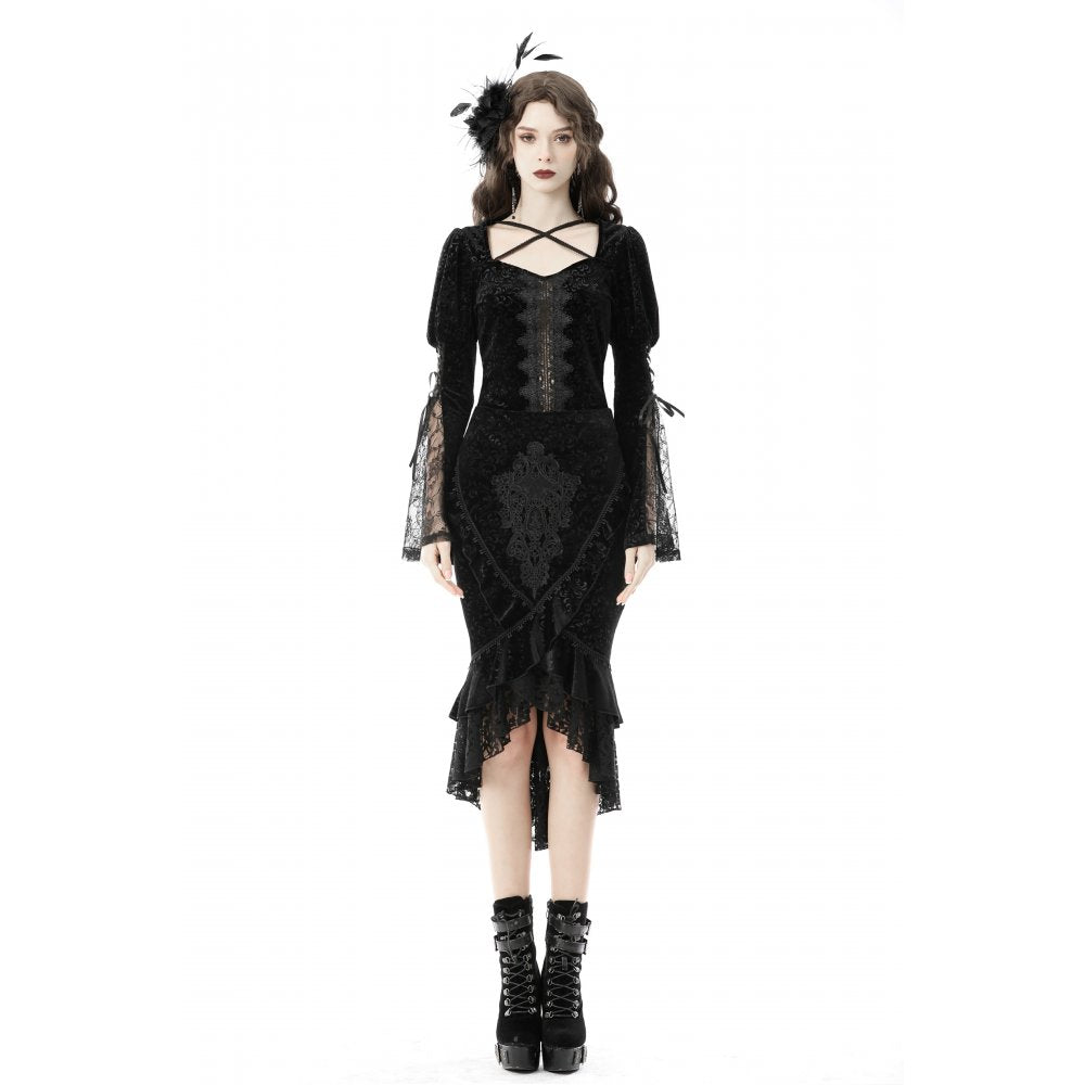Dark in Love Skirt Zira Velvet Fishtail UK 8-18 - QHA UK