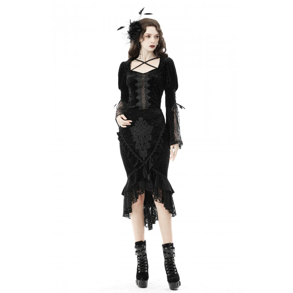 Dark in Love Skirt Zira Velvet Fishtail UK 8-18 - QHA UK