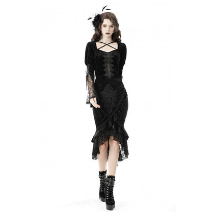 Dark in Love Skirt Zira Velvet Fishtail UK 8-18 - QHA UK