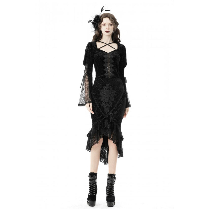 Dark in Love Skirt Zira Velvet Fishtail UK 8-18 - QHA UK