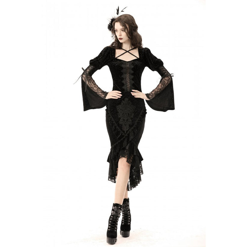 Dark in Love Skirt Zira Velvet Fishtail UK 8-18 - QHA UK