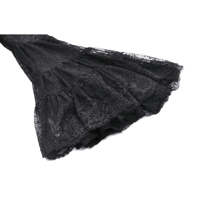 Dark in Love Gothic Top Zuri Romantic Lace Patchwork Bell-Sleeve - Sleeve Detail - QHA UK