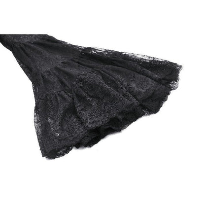 Dark in Love Gothic Top Zuri Romantic Lace Patchwork Bell-Sleeve - Sleeve Detail - QHA UK