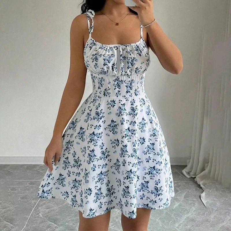 Dawndesslo Womens Printed Spaghetti Strap Mini Dress S to L - QHA UK