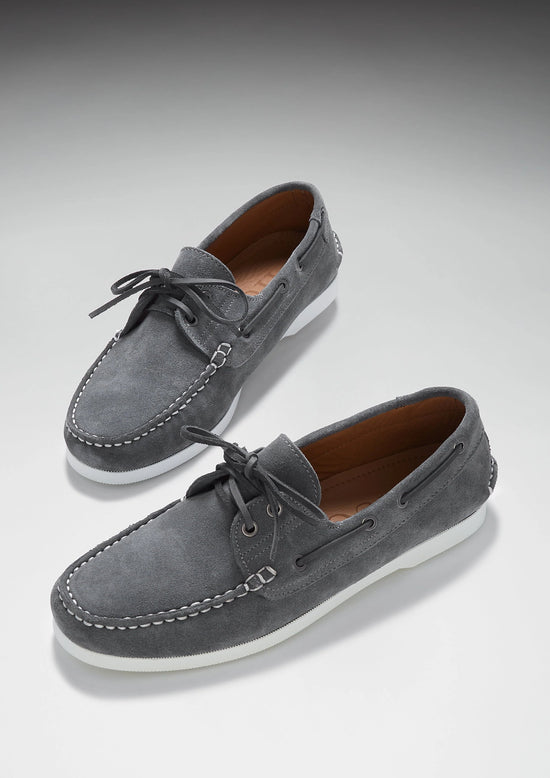 Hugs & Co Mens Deck Shoes Slate Grey Suede UK 7-12 - QHA UK