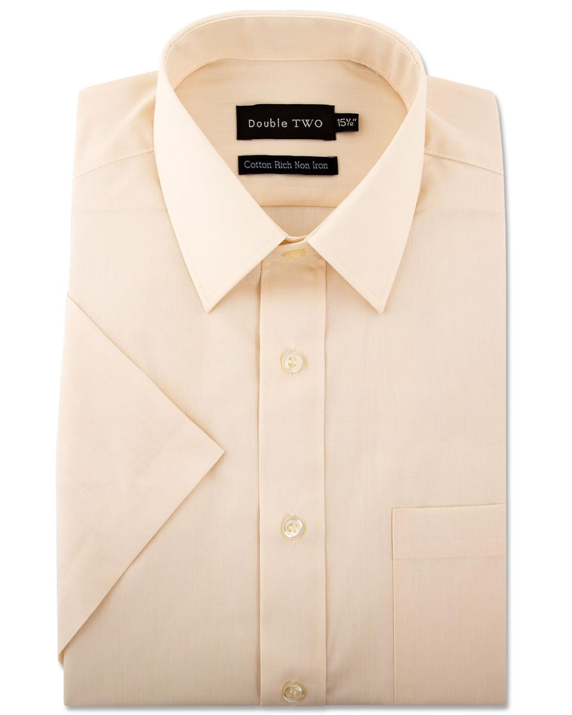 Double Two Men's Short Sleeve Cotton Rich Shirt | 7 Colours | Collar 15"–23" - QHA UK