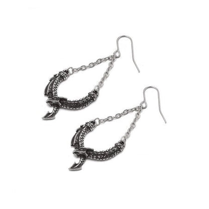 Alchemy Gothic Earrings Dragon Pewter Chain Danglers - QHA UK