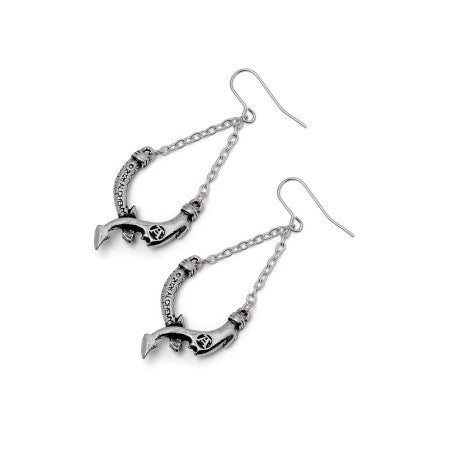 Alchemy Gothic Earrings Dragon Pewter Chain Danglers - QHA UK