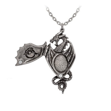 Alchemy Gothic Necklace Dragon Winged Locket Pewter - QHA UK