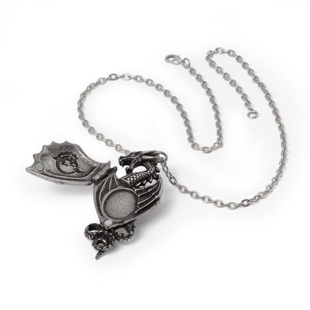 Alchemy Gothic Necklace Dragon Winged Locket Pewter - QHA UK