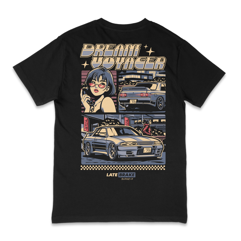 Late Brake Dream Voyager T-Shirt Cotton Car Enthusiast Tee 180gsm | - QHA UK