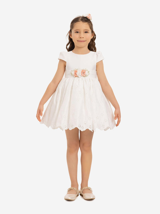 DRESS & Fleur Baby Girls Dress with Headband in White | QHAUK - QHA UK