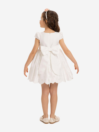 DRESS & Fleur Baby Girls Dress with Headband in White | QHAUK - QHA UK