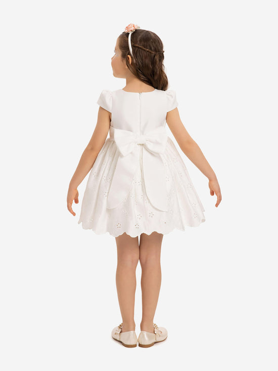 DRESS & Fleur Baby Girls Dress with Headband in White | QHAUK - QHA UK