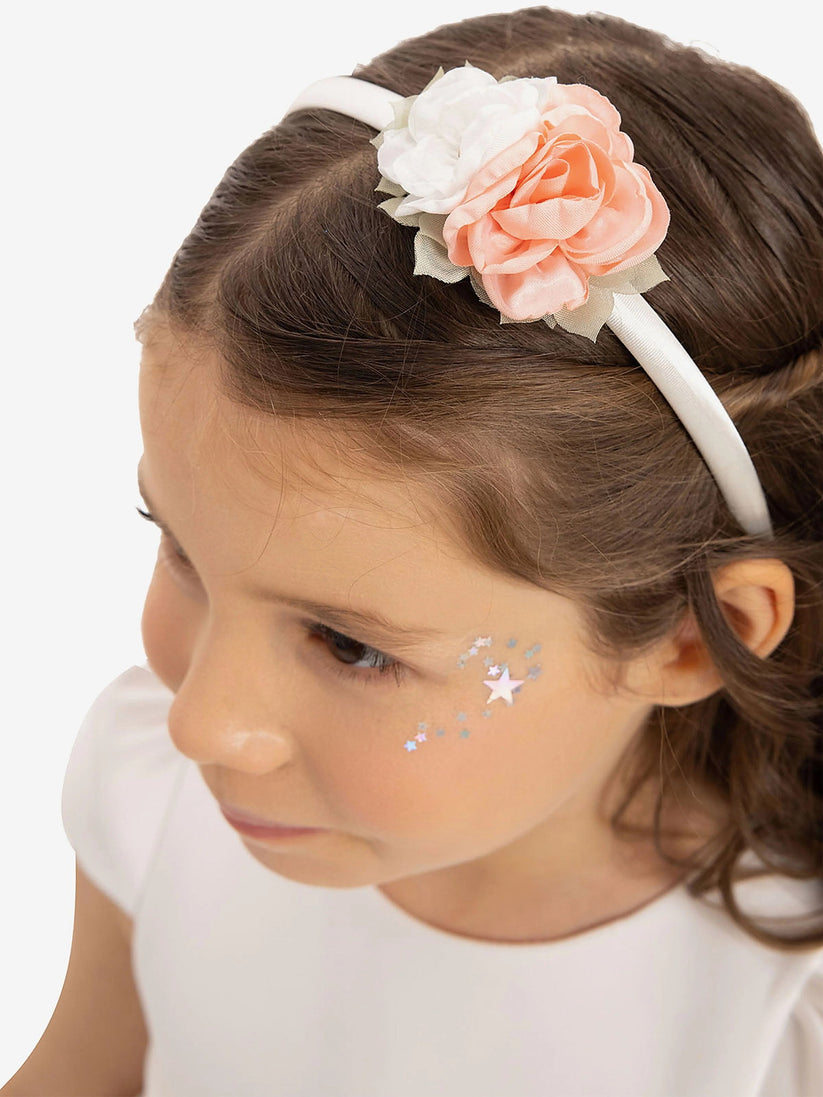 DRESS & Fleur Baby Girls Dress with Headband in White | QHAUK - QHA UK