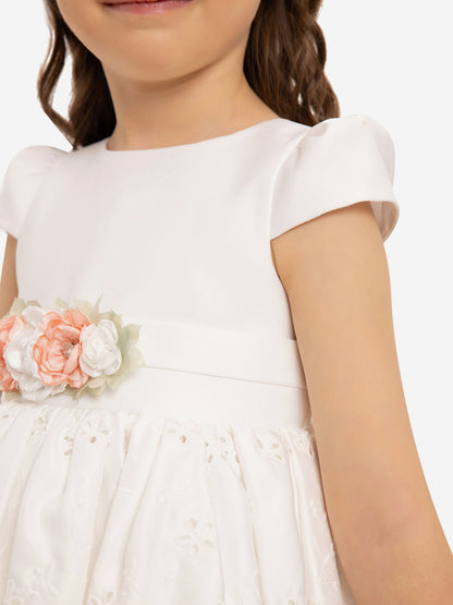 DRESS & Fleur Baby Girls Dress with Headband in White | QHAUK - QHA UK