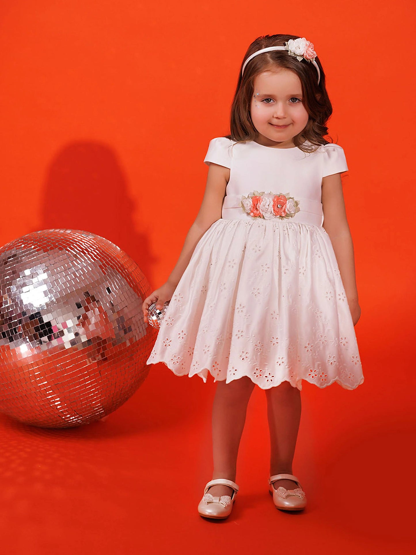 DRESS & Fleur Baby Girls Dress with Headband in White | QHAUK - QHA UK