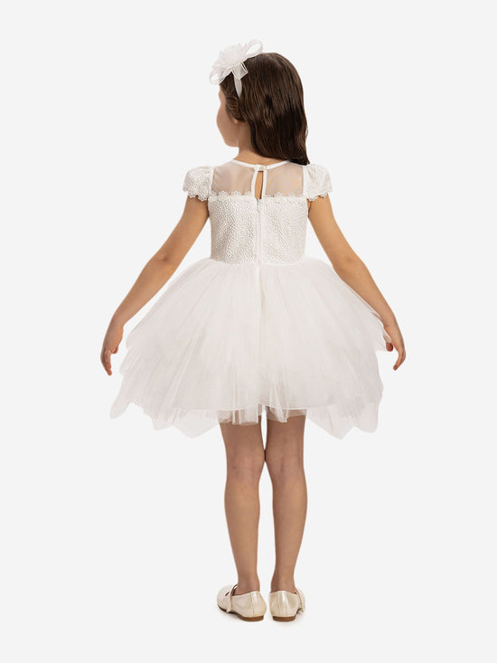 DRESS & Fleur Baby Girls Dress with Tulle Skirt in White | QHAUK - QHA UK
