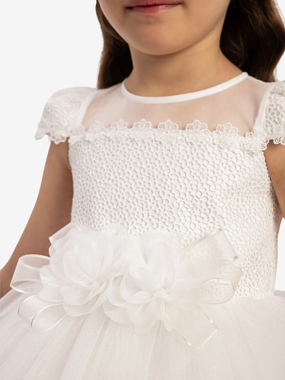 DRESS & Fleur Baby Girls Dress with Tulle Skirt in White | QHAUK - QHA UK