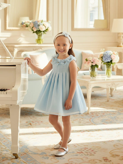 DRESS & Fleur Baby Girls Occasion Dress with Headband in Blue - QHA UK