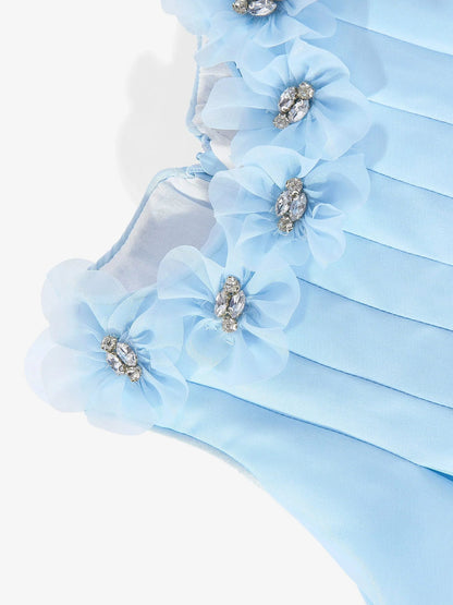 DRESS & Fleur Baby Girls Occasion Dress with Headband in Blue - QHA UK