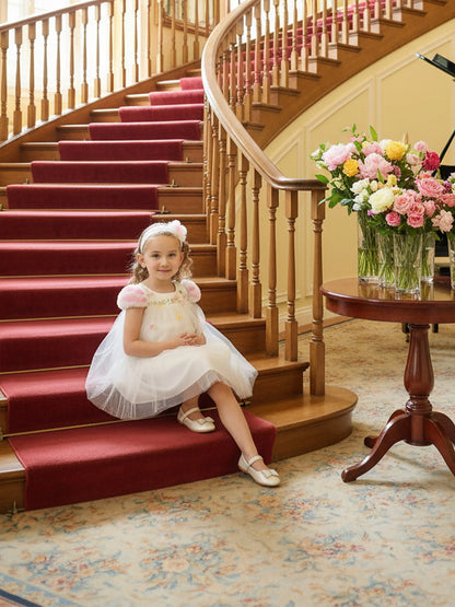 DRESS & Fleur Baby Girls Occasion Dress with Headband in Ivory - QHA UK