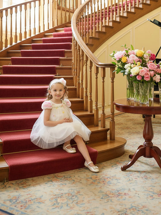 DRESS & Fleur Baby Girls Occasion Dress with Headband in Ivory - QHA UK