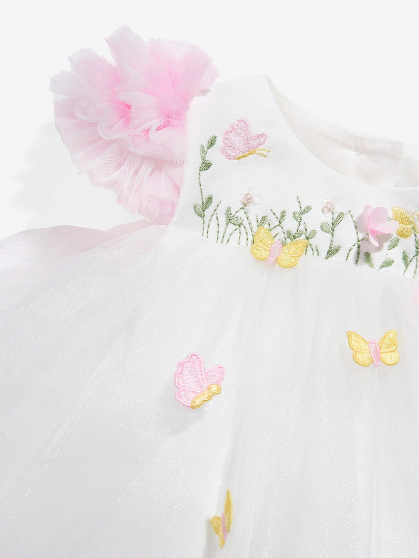DRESS & Fleur Baby Girls Occasion Dress with Headband in Ivory - QHA UK