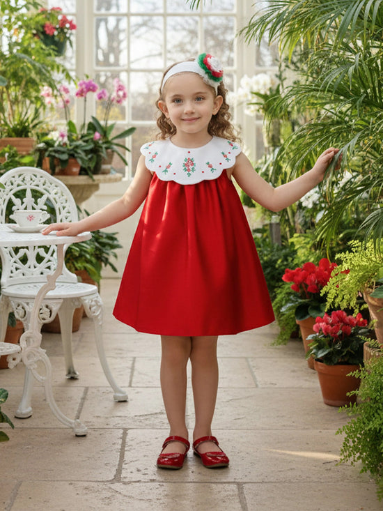 DRESS & Fleur Baby Girls Occasion Dress with Headband in Red - QHA UK