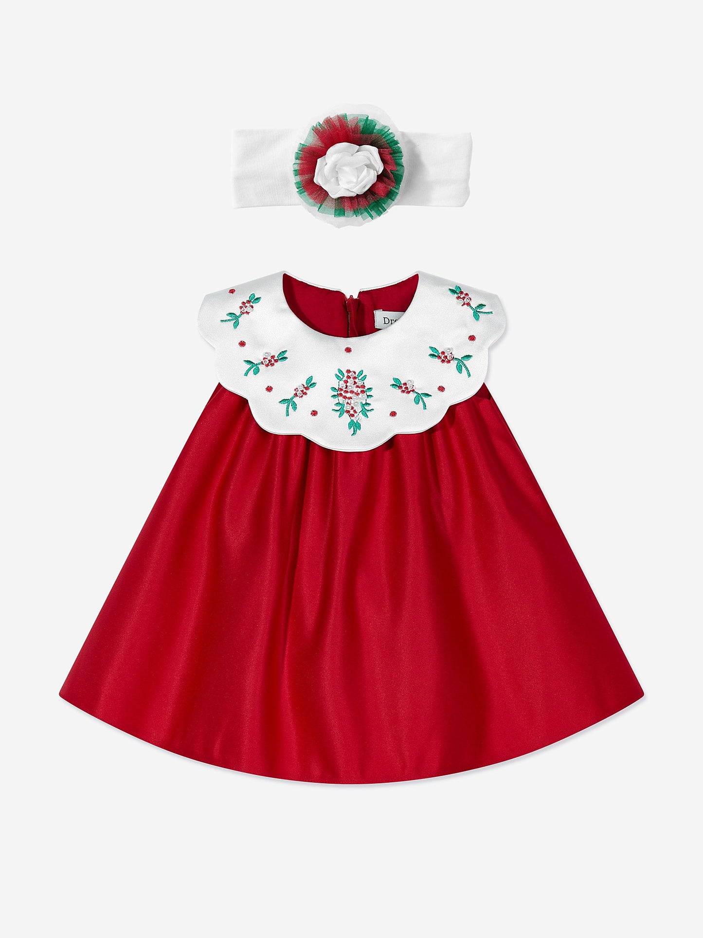 DRESS & Fleur Baby Girls Occasion Dress with Headband in Red - QHA UK
