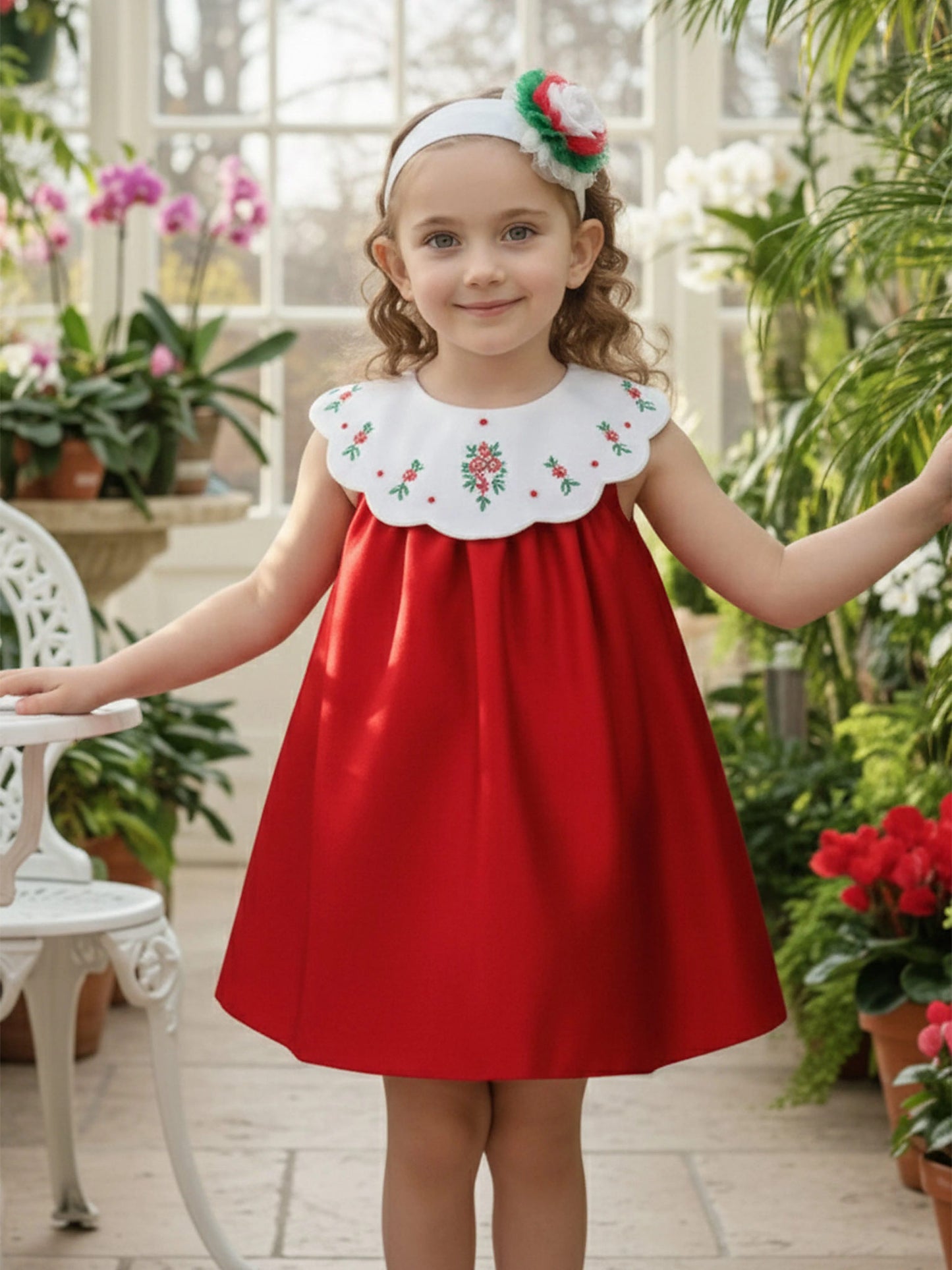 DRESS & Fleur Baby Girls Occasion Dress with Headband in Red - QHA UK