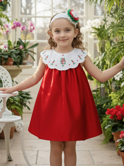 DRESS & Fleur Baby Girls Occasion Dress with Headband in Red - QHA UK