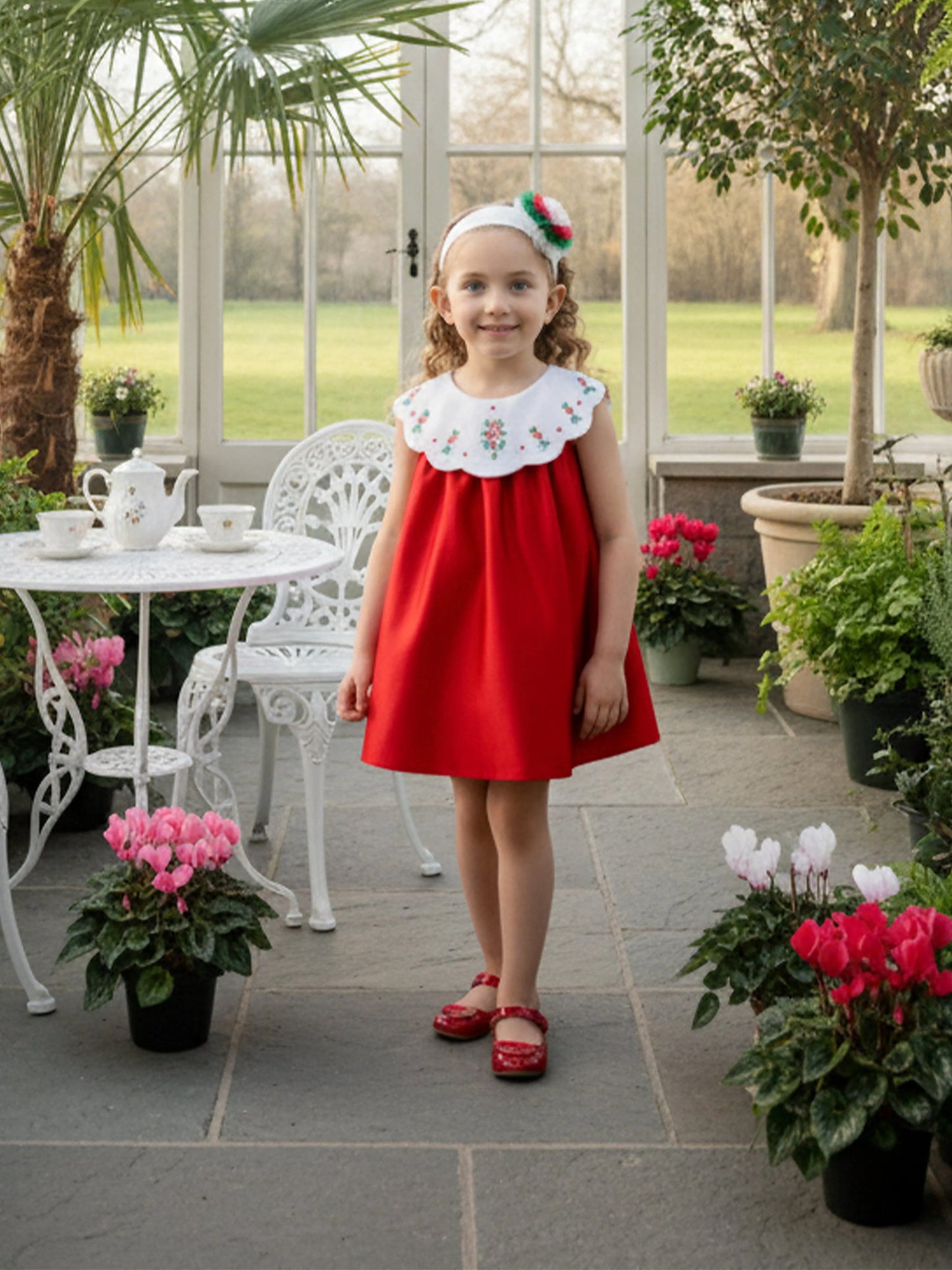 DRESS & Fleur Baby Girls Occasion Dress with Headband in Red - QHA UK
