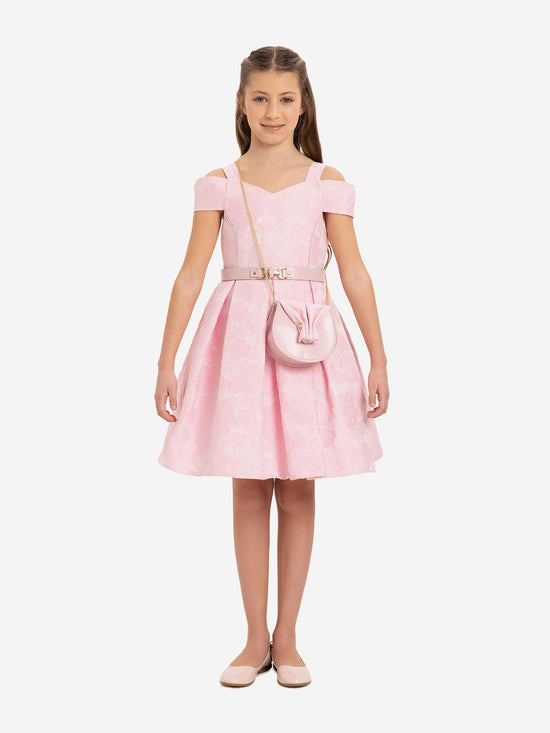 DRESS & Fleur Girls Dress with Bag and Belt in Pink | QHAUK - QHA UK
