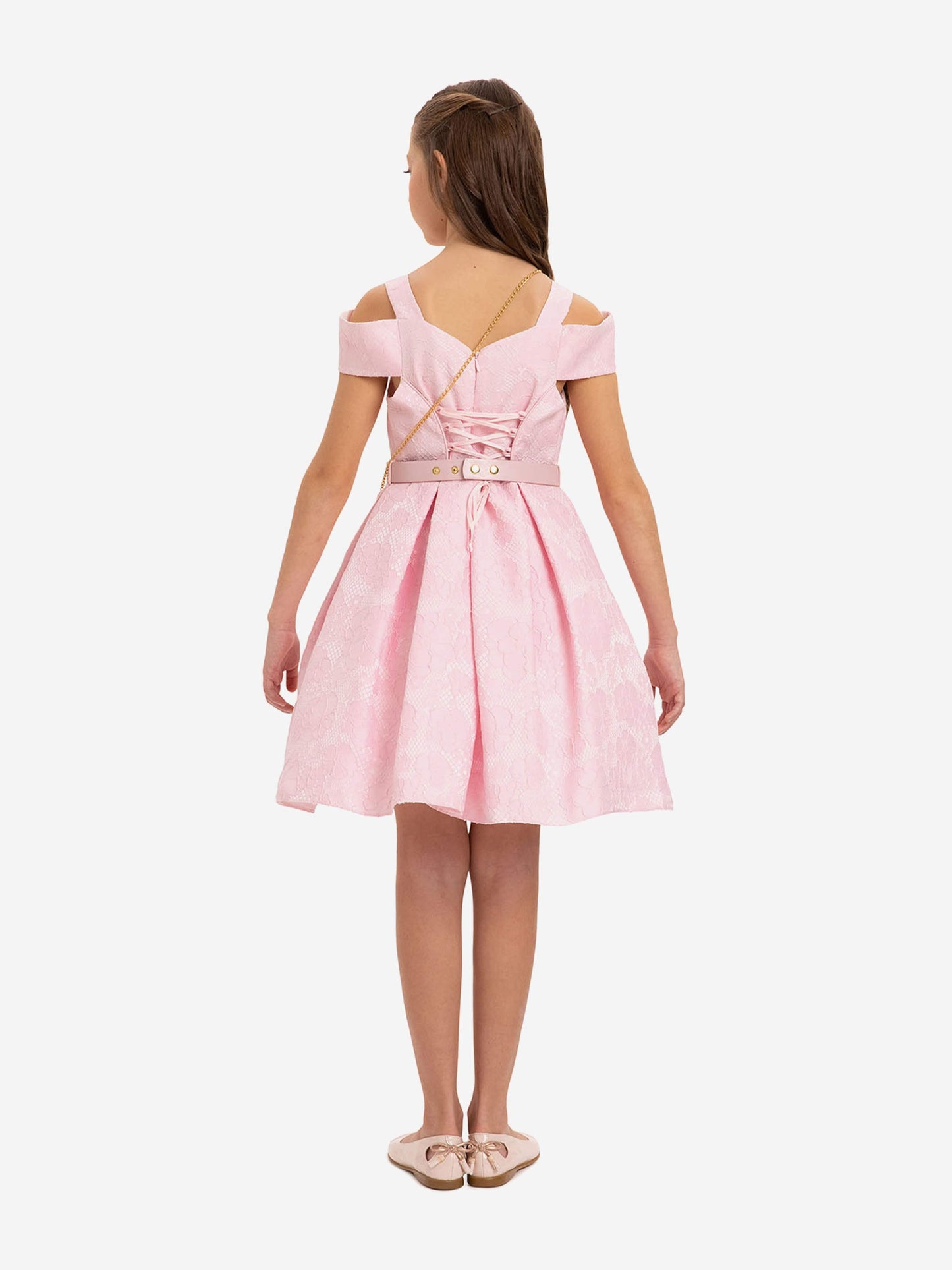 DRESS & Fleur Girls Dress with Bag and Belt in Pink | QHAUK - QHA UK