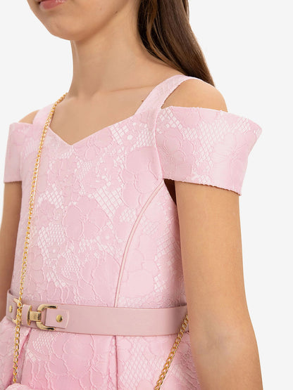 DRESS & Fleur Girls Dress with Bag and Belt in Pink | QHAUK - QHA UK