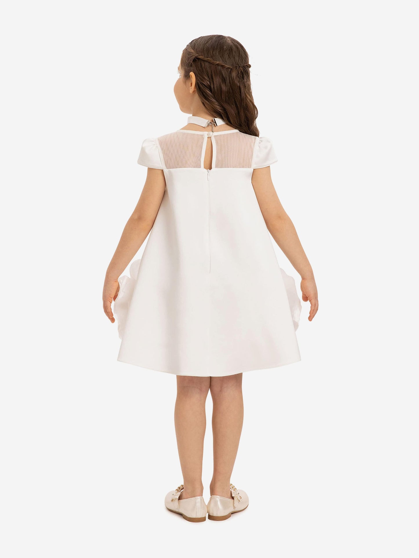 DRESS & Fleur Girls Dress with Flower Choker in White | QHAUK - QHA UK
