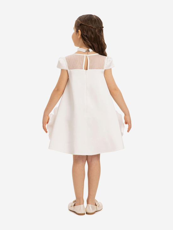DRESS & Fleur Girls Dress with Flower Choker in White | QHAUK - QHA UK