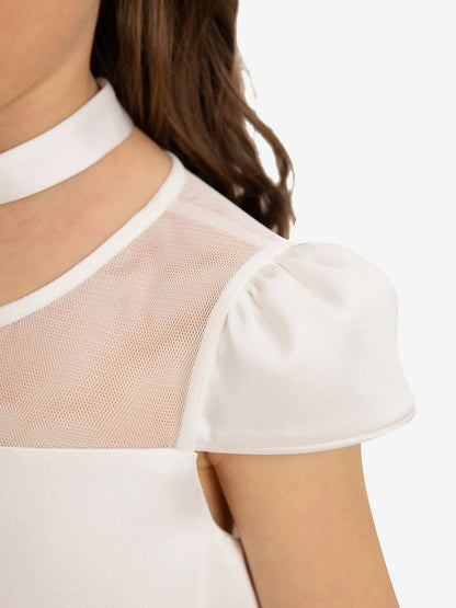 DRESS & Fleur Girls Dress with Flower Choker in White | QHAUK - QHA UK
